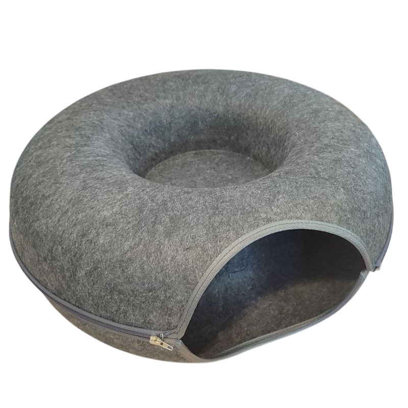 Лежанка-тоннель TopPet из войлока, темно-серый малый, 50х50х19