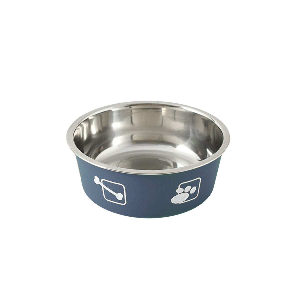 Миска TopPet BL-115, металическая на резинке 0,15л (лапки, косточки) синяя