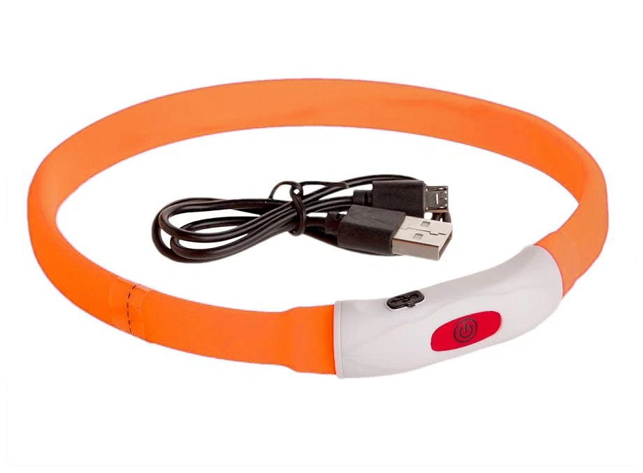 Ошейник TopPet Оранжевый, светодиодный, S (40см)