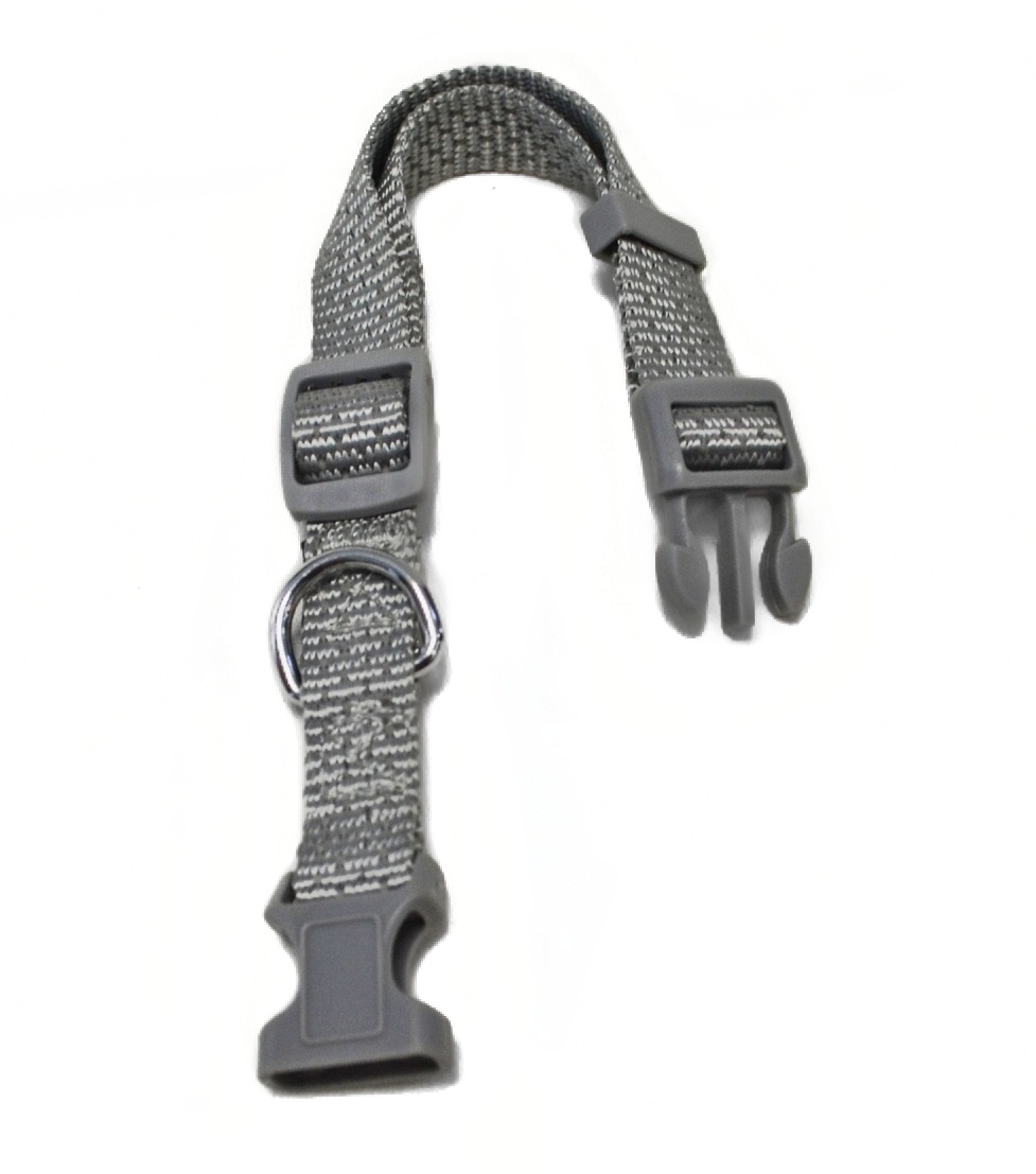 Ошейник Nunbell нейлон 20мм*56см Серый со светоотражающей нитью