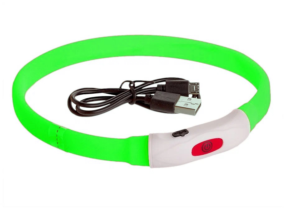 Ошейник TopPet Салатовый, светодиодный, S (40см)