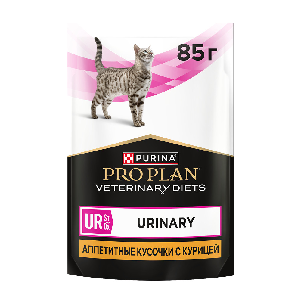 Влажный корм для кошек диетический PURINA® PRO PLAN® VETERINARY DIETS UR ST/OX Urinary при болезнях нижних отделов мочевыводящих путей, с курицей, 85 г