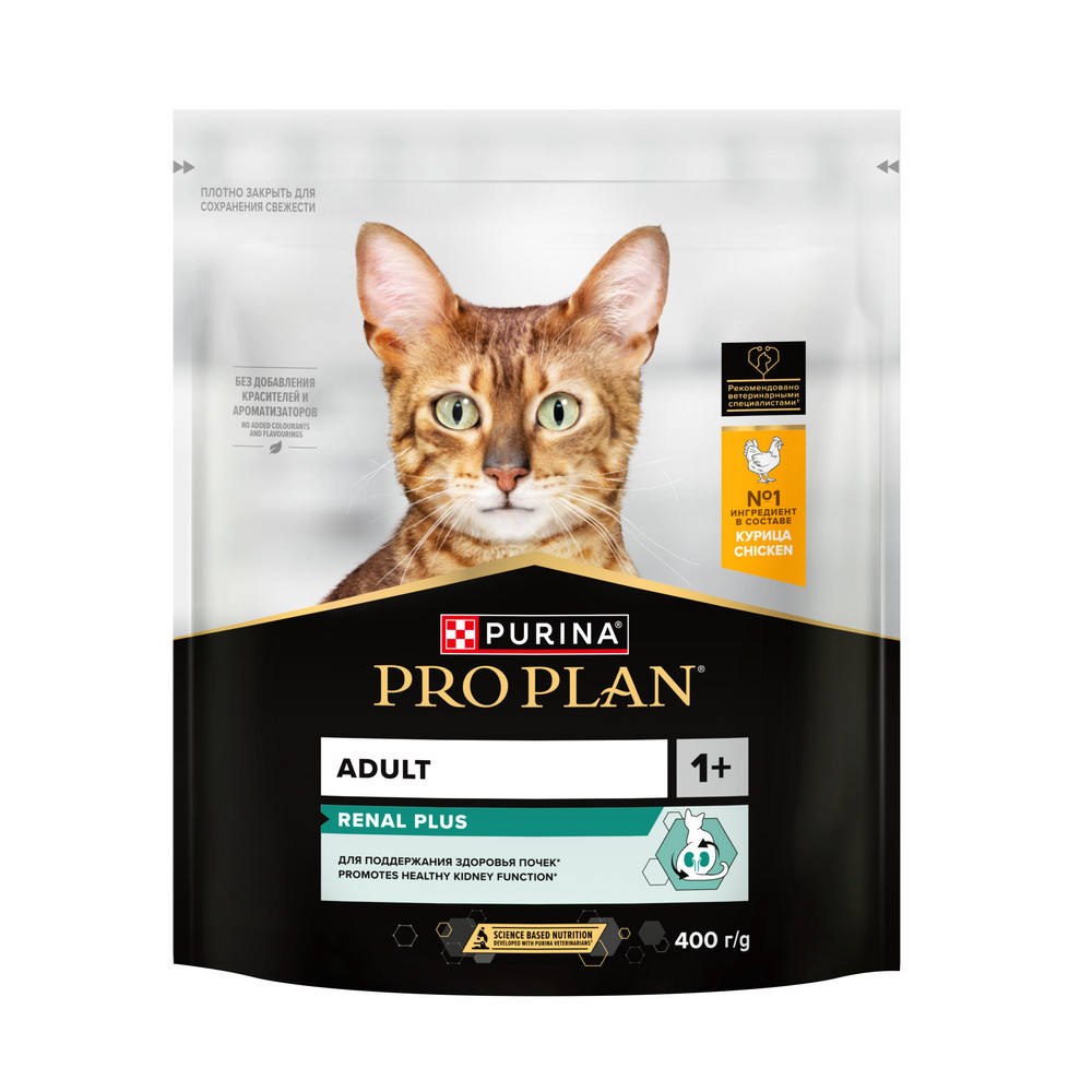 Сухой корм PRO PLAN RENAL PLUS для кошек для поддержания здоровья почек, с курицей, 400 г