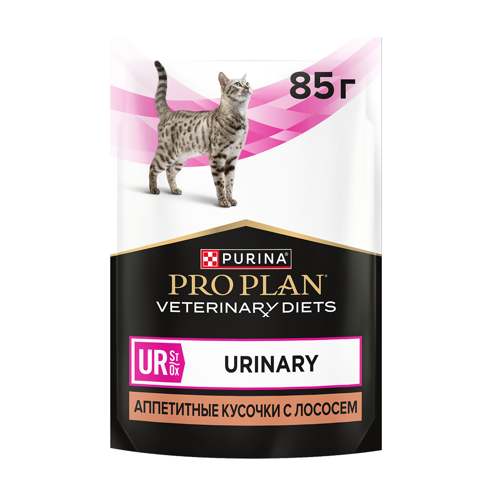 Влажный корм для кошек диетический PURINA® PRO PLAN® VETERINARY DIETS UR ST/OX Urinary при болезнях нижних отделов мочевыводящих путей,с лососем, 85 г