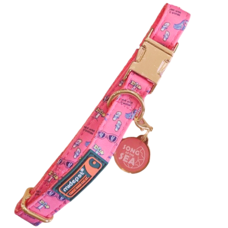 Ошейник MidePet "Color Blooming" M 2x30-40 см, розовый с рисунком