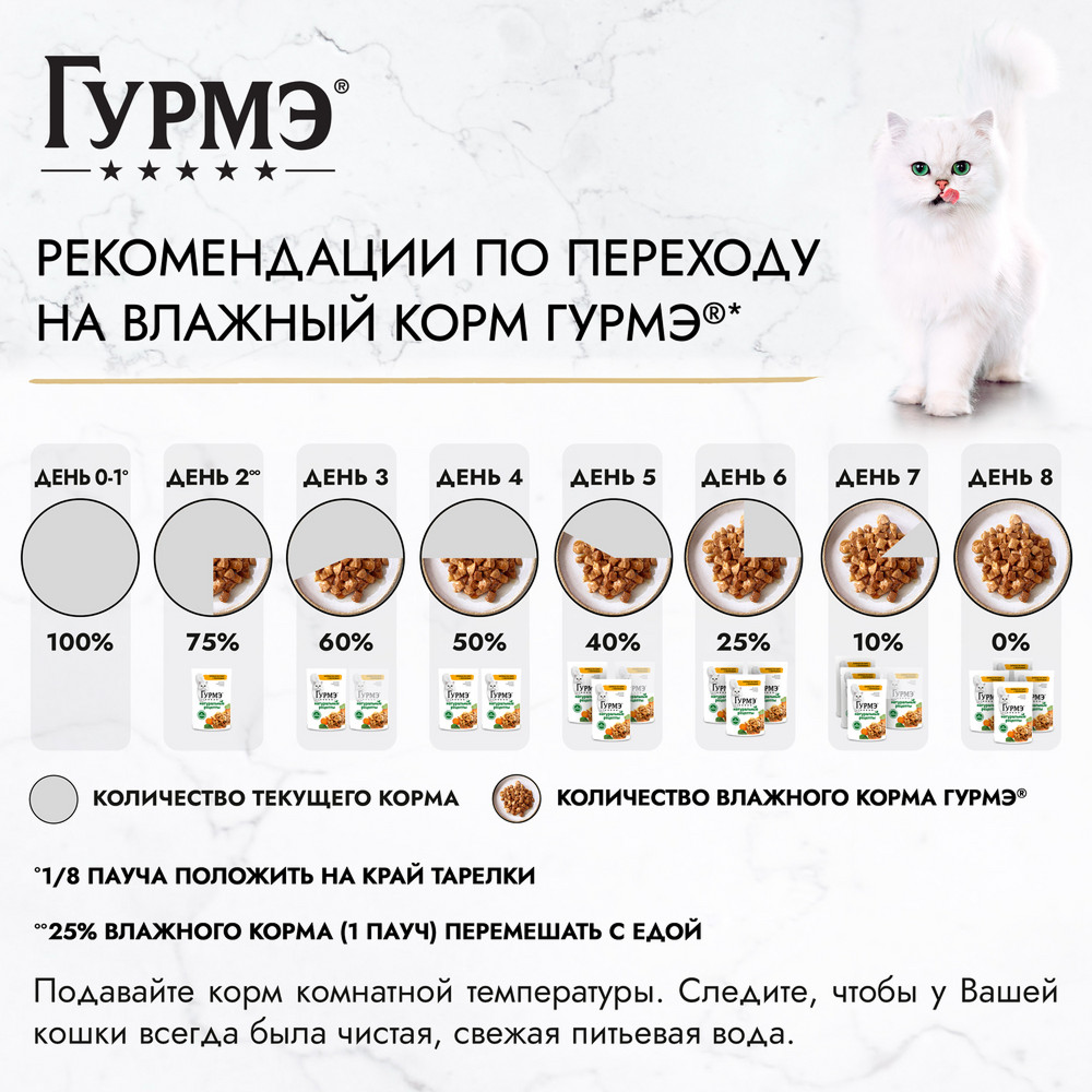 Влажный корм Гурмэ Натуральные рецепты для кошек, курица на пару с морковью, Пауч, 75 г
