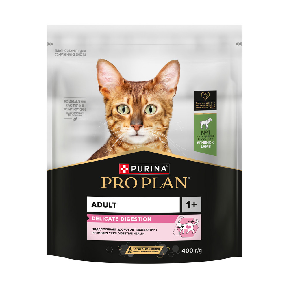 Сухой корм PRO PLAN Delicate для кошек при чувствительном пищеварении, с ягненком, 400 г