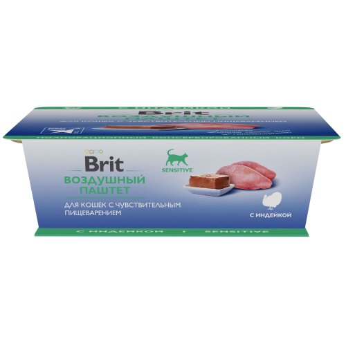 конс. Brit Воздушный паштет для Кошек с чувствительным пищеварением Индейка, 100г