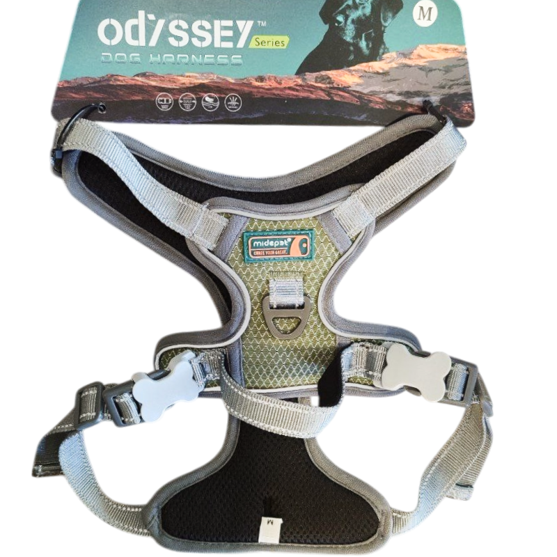 Шлейка MidePet "Odyssey" - M (шея 32-52, грудь 56-69 см) зеленая