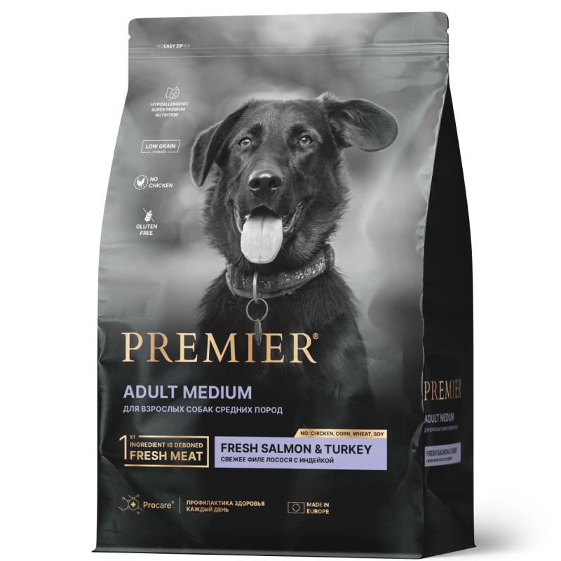 Premier Dog Adult Medium Salmon&Turkey 1кг