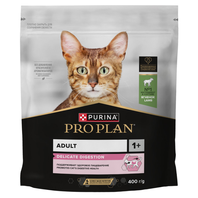 Сухой корм PRO PLAN Delicate для кошек при чувствительном пищеварении, с ягненком, 400 г