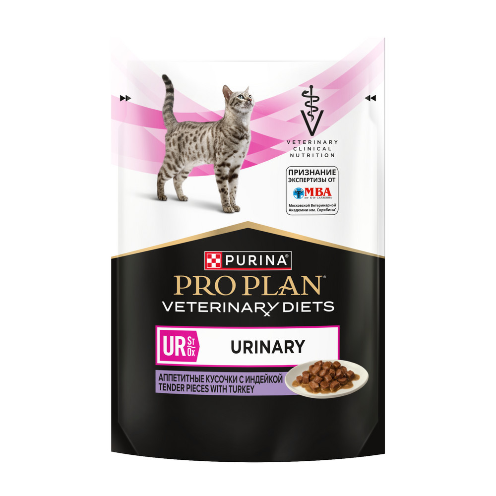 Влажный корм для кошек диетический PRO PLAN® VETERINARY DIETS UR ST/OX Urinary при болезнях нижних отделов мочевыводящих путей, с индейкой, 85 г