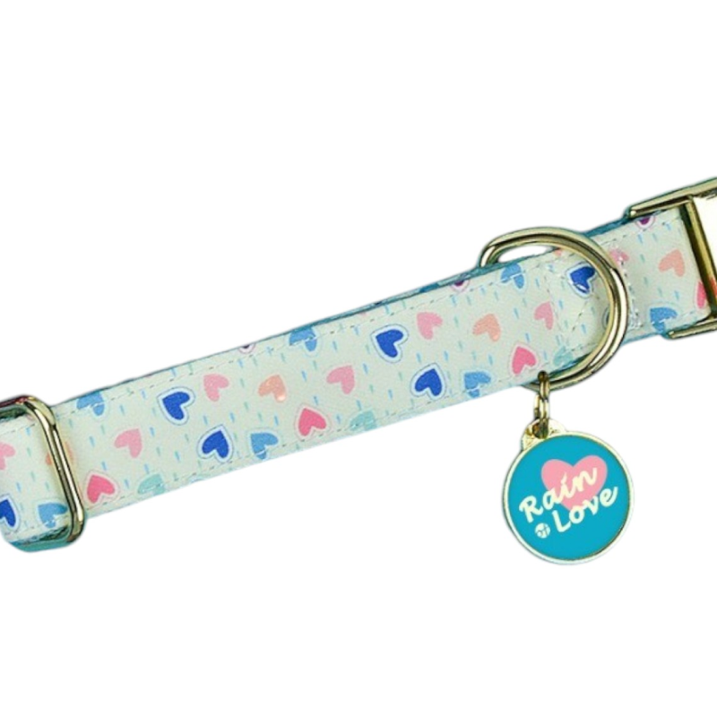 Ошейник MidePet "Color Blooming" M 2x30-40 см, бело-голубой с рисунком