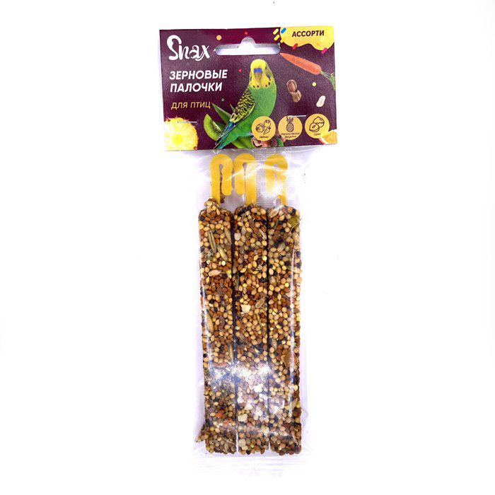 Палочки Зерновые Snax для Птиц Ассорти (овощи, тропич.фрукты, орех) 3шт, 75г
