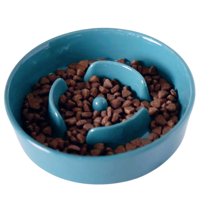 Миска керамическая TopPet, для медленного кормления, бирюзовая 400 мл