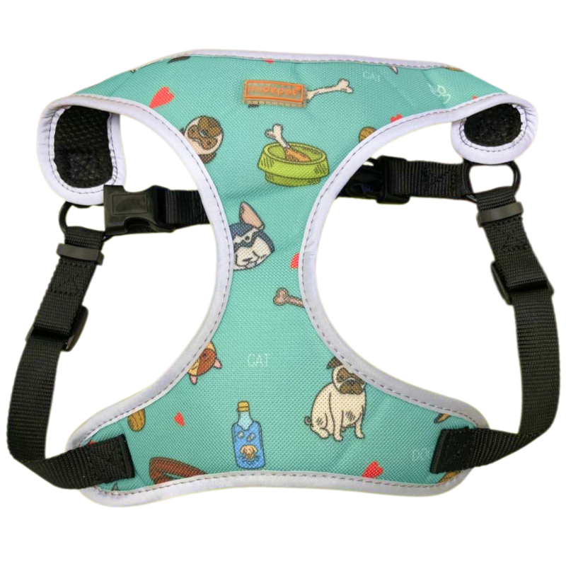 Шлейка Midepet с рисунком L (шея 50см, грудь 56-66см) бирюзовая