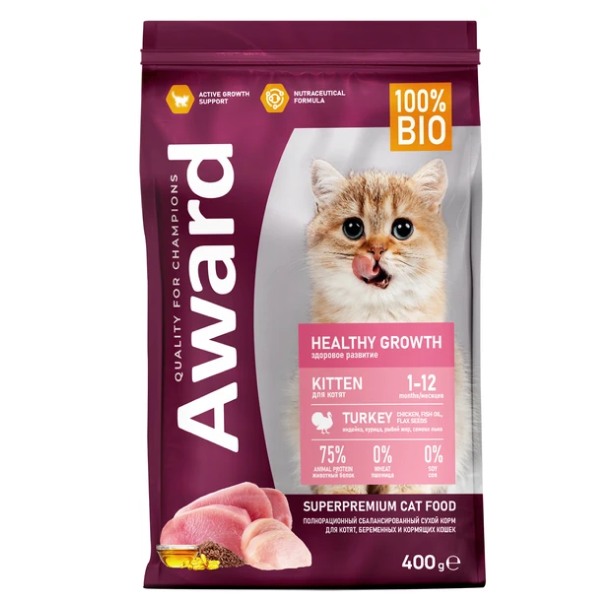 Award Healthy growth для Котят с Индейкой 400г