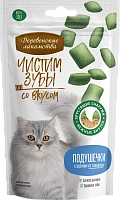Деревенские Лакомства Чистим зубы Подушечки с кремом из Говядины 30г для Кошек