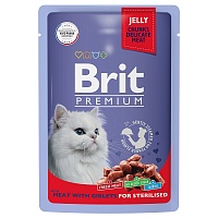 пауч Brit Premium для Стерилизованных Кошек Мясное ассорти с Потрошками 85г