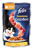 Влажный корм Felix Sensations Супервкус для кошек, со вкусом индейки и ягод, в желе, 75 г