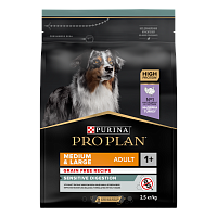 Сухой корм PRO PLAN для собак беззерновой при чувствительном пищеварении, с индейкой, 2,5кг