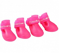 Ботинки Nunbell силиконовые на липучке розовые, S 4,3х3,3 (4шт.) для Собак