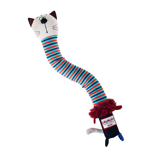 Игрушка GiGwi Кот с хрустящей шеей и пищалкой, 32см для Собак