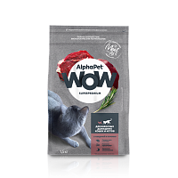AlphaPet WOW 1,5кг для домашних Кошек с Говядиной и печенью