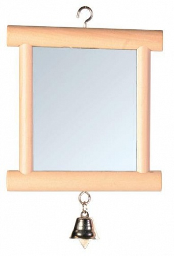 Игрушка для Птиц Trixie Зеркало деревянное с колокольчиком 9х10см