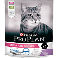 Сухой корм PRO PLAN Delicate Senior 7+ для кошек при чувствительном пищеварении, с индейкой, 400 г