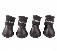 Ботинки Nunbell силиконовые на липучке черные, S 4,3х3,3 (4шт.) для Собак