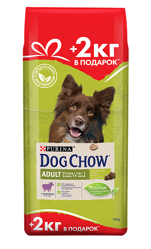 Dog Chow Взрослые 12+2кг Ягненок