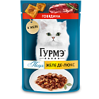 Влажный корм Гурмэ Желе Де-Люкс для кошек, с говядиной в роскошном желе, 75 г
