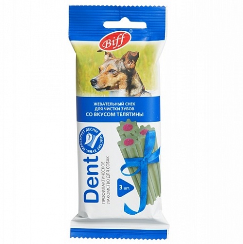 Снек Dent со вкусом Телятины для чистки зубов Собак Средних пород 3шт, 75г