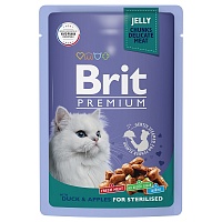 пауч Brit Premium для Стерилизованных Кошек Утка с Яблоками в желе 85г
