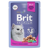 пауч Brit Premium для Стерилизованных Кошек Индейка с Сыром в желе 85г
