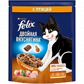 Сухой корм Felix Двойная Вкуснятина для взрослых кошек, с птицей, 200г