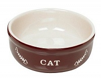 Миска керамическая Nobby Cat Коричневая с рисунком для Кошек 13,5х5см 0.24л 