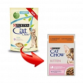 пауч Cat Chow Kitten кусочки в желе с Индейкой и Кабачками