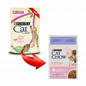 пауч Cat Chow Sterilised Kitten кусочки в соусе с Ягненком и Кабачками