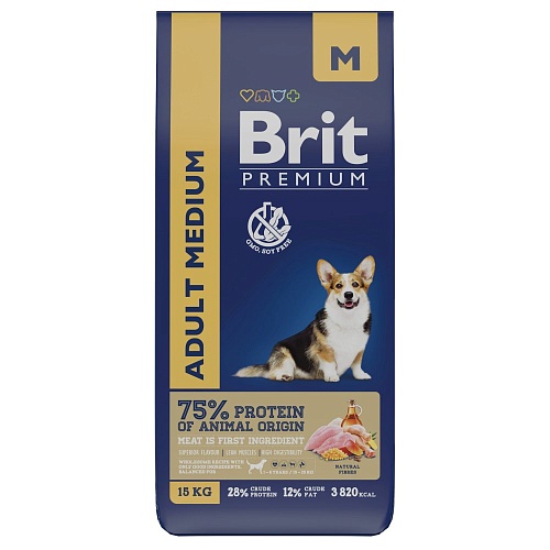 Brit Premium Adult M для Взрослых Собак Средних Пород 15кг