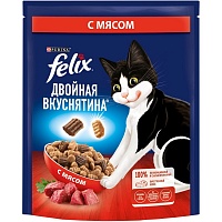 Сухой корм Felix Двойная Вкуснятина для взрослых кошек, с мясом, 200г