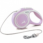 Рулетка Flexi New Line Comfort XS трос 3м 8кг Серая/Розовая