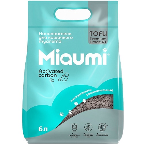 MIAUMI Тофу с Активированным Углем 6л Комкующийся