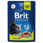 пауч Brit Premium для Стерилизованных Кошек Ягненок и Говядина в соусе 85г