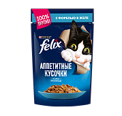 Влажный корм Felix Аппетитные кусочки для взрослых кошек, с форелью в желе, 75 г