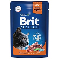 пауч Brit Premium для Стерилизованных Кошек Лосось в соусе 85г