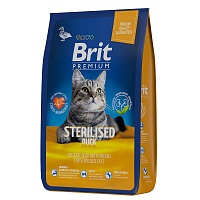 Brit Premium Cat Sterilized Duck & Chicken 2кг с Уткой и Курицей для Стерилизованных Кошек