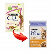 пауч Cat Chow Adult кусочки в желе с Ягненком и Зеленой Фасолью